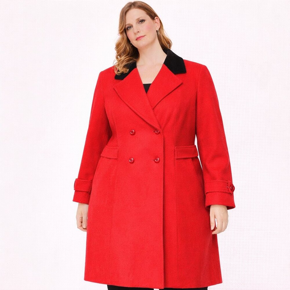 Evan Picone coat red and black 100 wool Size: 10